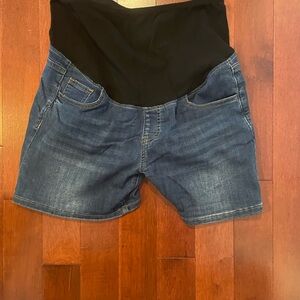 Women's Blue Denim Maternity Shorts